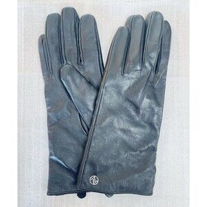 Adrienne Vittadini Black Leather Gloves Women’s XL Wool/Cashmere Lined Soft Warm
